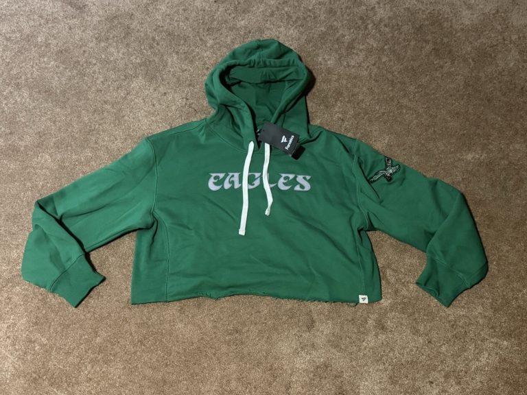 Philadelphia Eagles Fanatics Womens L Green Cropped Pullover Hoodie NWT NFL