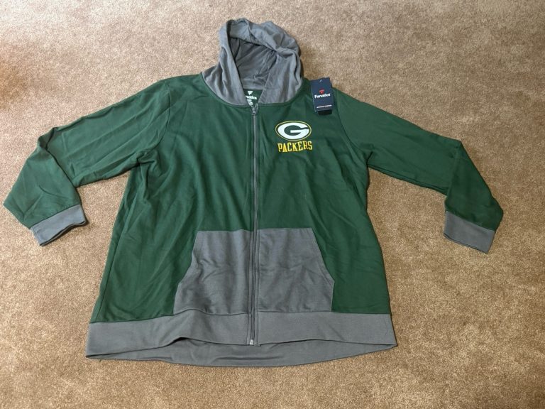 Green Bay Packers Fanatics Full Zip Hoodie Green Gray NFL Mens 1X NWT