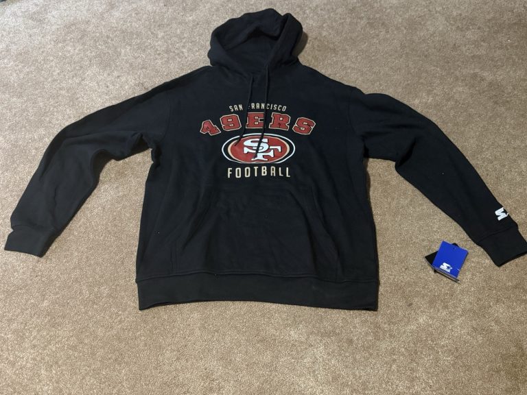 San Francisco 49ers Starter Mens M Black Pullover Hoodie Sweatshirt NWT NFL