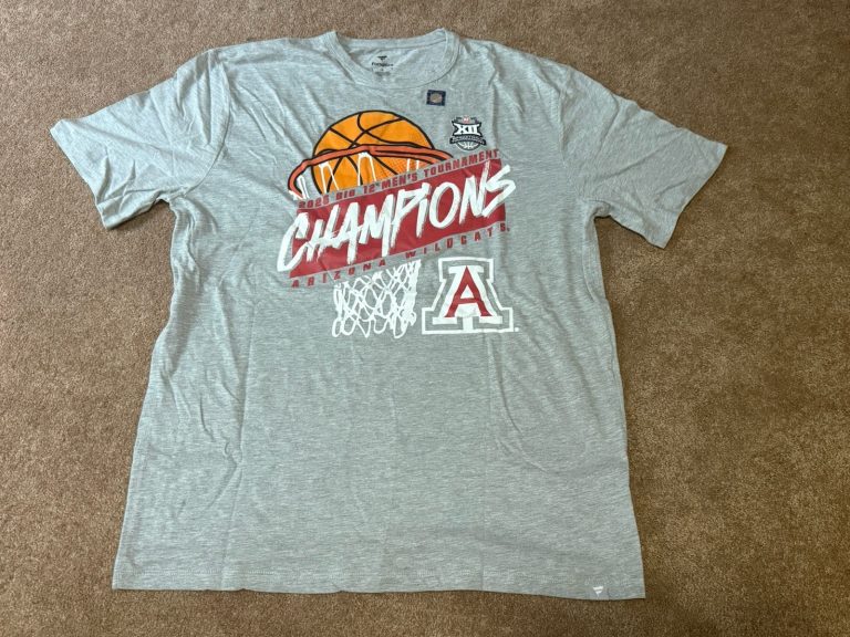 Arizona Wildcats 2026 Big 12 Tournament Champions Fanatics T-Shirt Gray Mens L