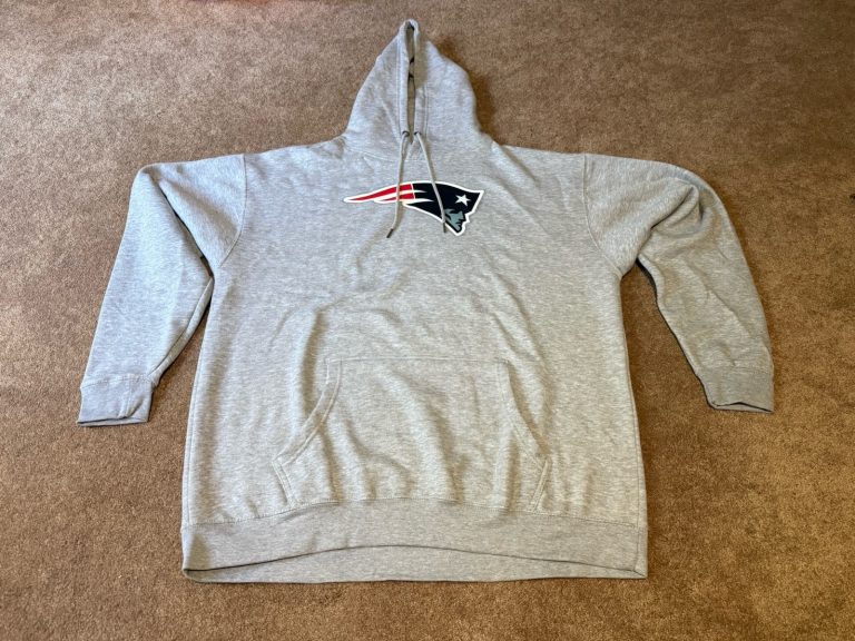 Fanatics New England Patriots Logo Hoodie Mens 2XL Gray Pullover NFL NWT