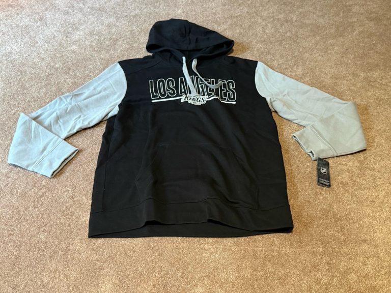 Los Angeles Kings Logo Athletic Vintage Hoodie Black Gray NHL Mens L NWT Hockey