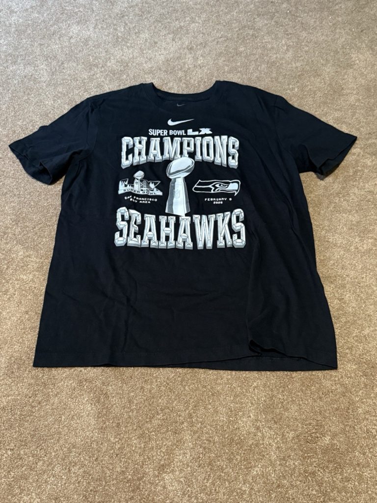 Seattle Seahawks Super Bowl LX Champions Nike T-Shirt Black Mens L NFL 2026