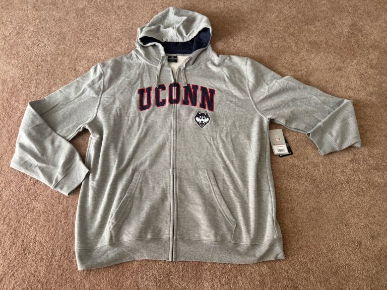 Colosseum UConn Huskies Gray Full Zip Hoodie Husky Logo NWT Sz 3XL