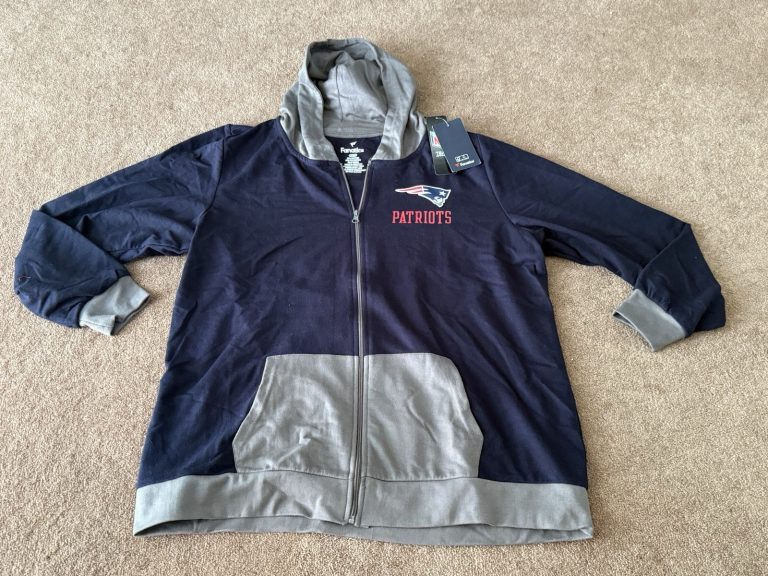 Fanatics New England Patriots Navy Gray Full Zip Hoodie NWT NFL Sz 1X