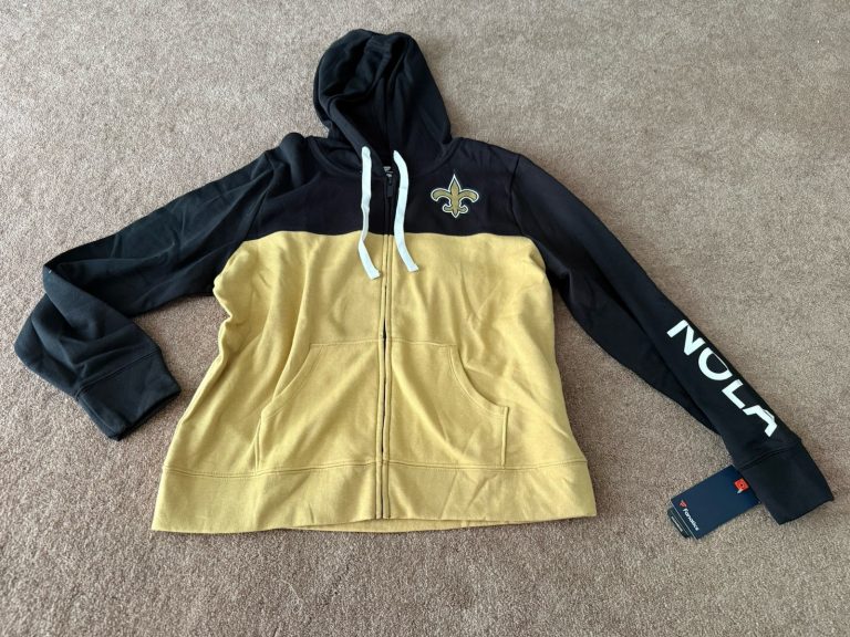 Fanatics New Orleans Saints NOLA Womens Large Full Zip Hoodie Black Gold NWT