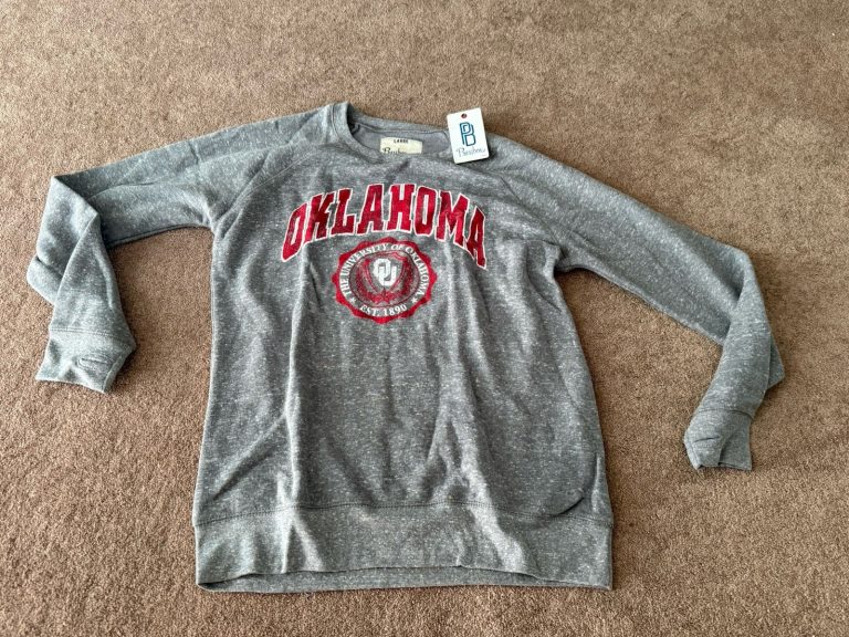 University of Oklahoma Sooners Pressbox Crewneck Sweatshirt Gray NWT Large