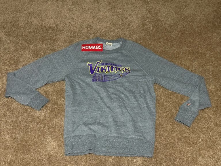 Homage Minnesota Vikings NFL Horn Fleece Crewneck Sweatshirt Gray Size S NWT
