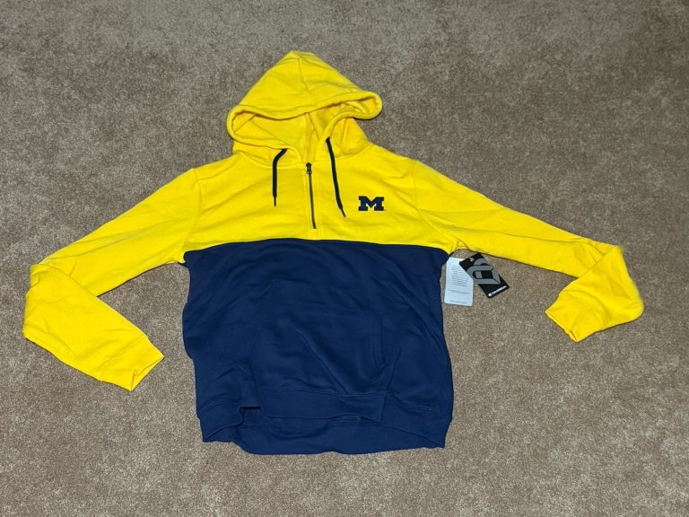 Colosseum Womens Michigan Wolverines NCAA Full Zip Hoodie Yellow Navy Size L NWT