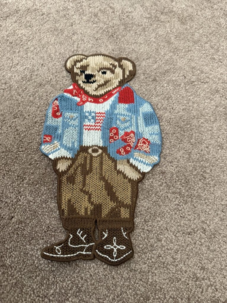 Polo Bear Patch Embroidered Ralph Lauren Style Cowboy Bandana Boots Sew On Large