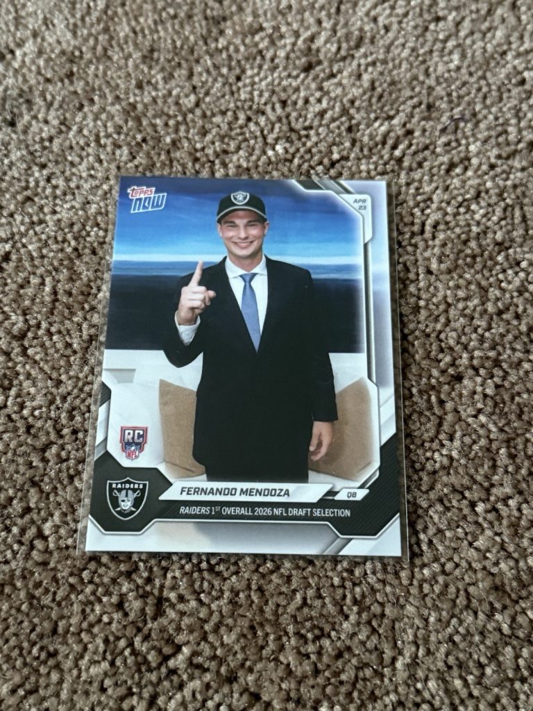 2026 Topps Now Fernando Mendoza RC #FMEN Raiders 1st Overall Draft Pick