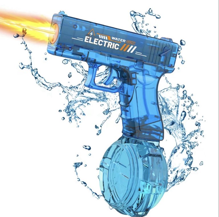 Electric Water Gun Automatic Rechargeable Blue Squirt Blaster Drum Pool Toy