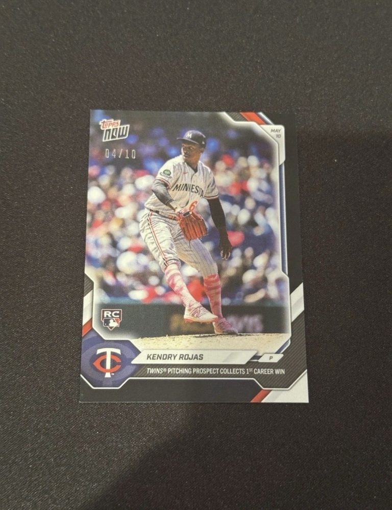 Kendry Rojas RC Twins 1st Win 2026 MLB Topps NOW Card 185 Black Foil /10