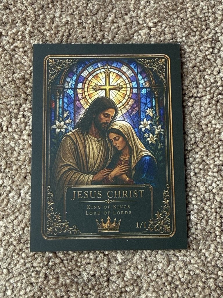 Jesus Christ 1/1 Stained Glass Art Card King of Kings Lord of Lords Mary Lilies