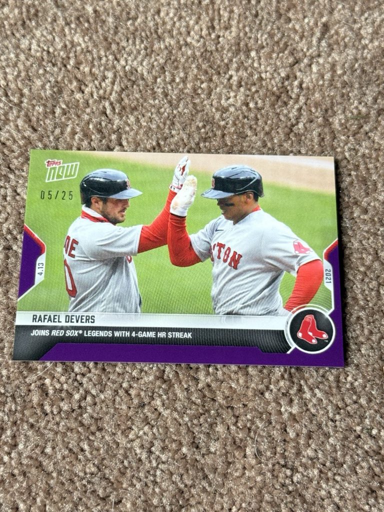 2021 Topps Now Rafael Devers #69 Purple Red Sox 4-Game HR Streak 05/25