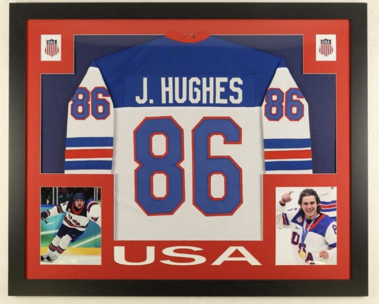 Jack Hughes #86 Team USA Hockey Custom Framed Jersey Display 35x43 NHL Wall Art