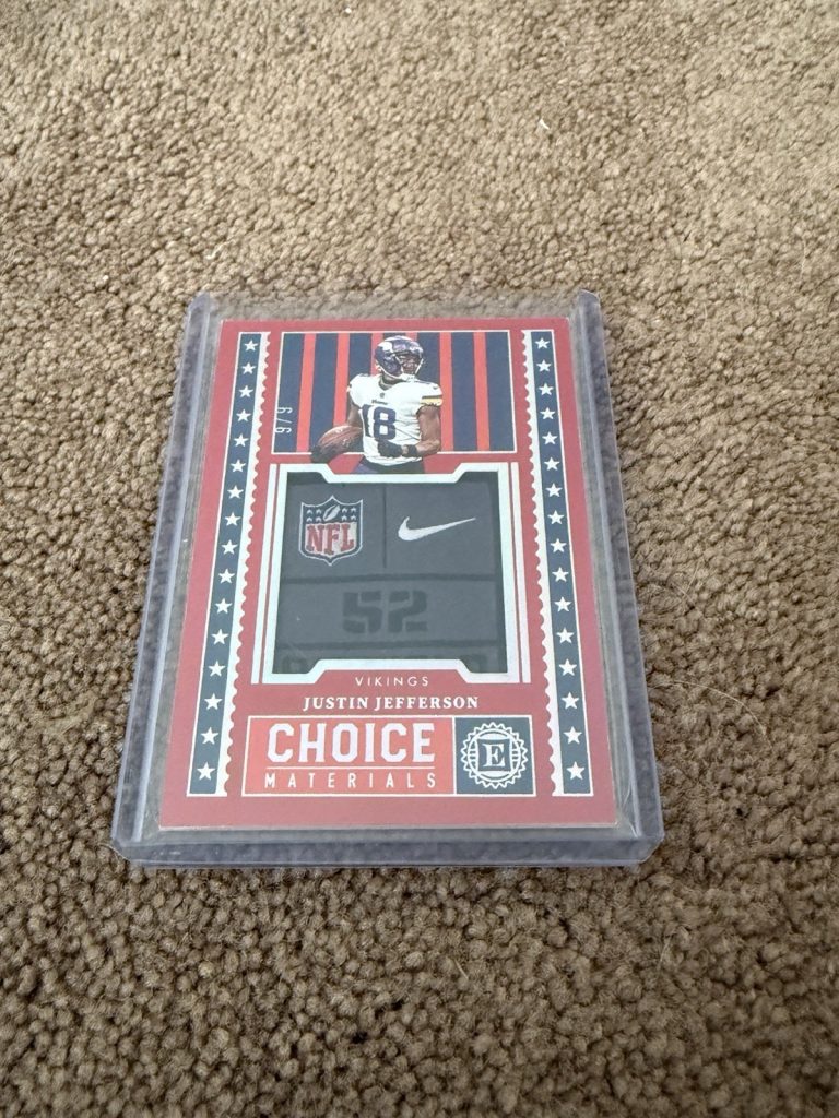 Justin Jefferson Vikings 2022 Panini Encased Choice Materials Patch #CHM-30 9/9