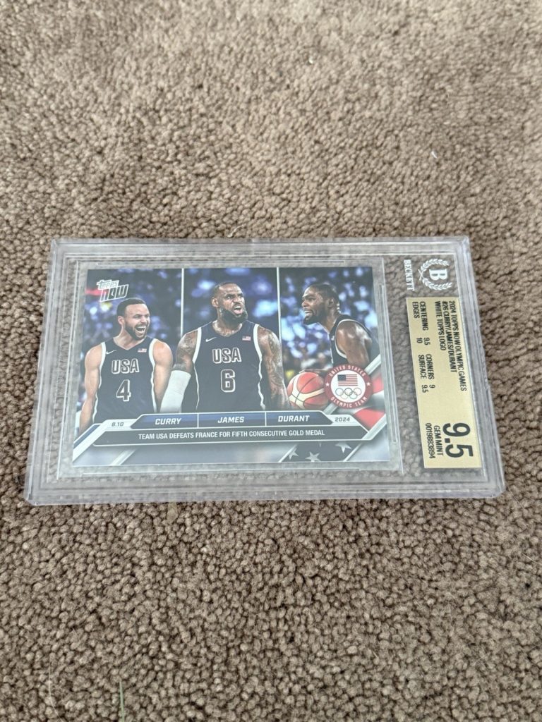 2024 Topps Now Olympics Curry LeBron Durant #26 White Logo BGS 9.5 Gem Mint USA