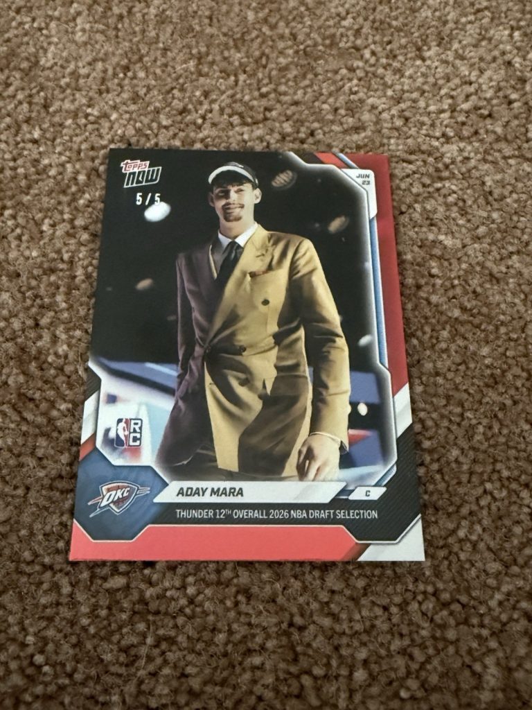 2026 Topps Now Aday Mara RC Red /5 #AMAR OKC Thunder Draft Night Rookie Card