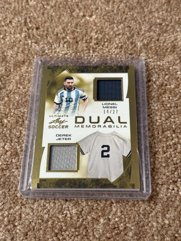 2023 Leaf Ultimate Soccer Lionel Messi Derek Jeter Dual Relic #14/27 UDM-12