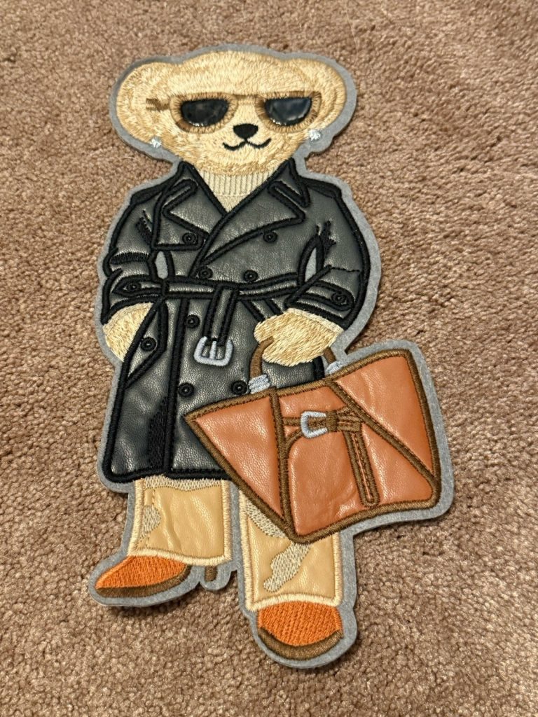 Polo Bear Patch Embroidered Ralph Lauren Style Leather Jacket Backpack Sew On Lg