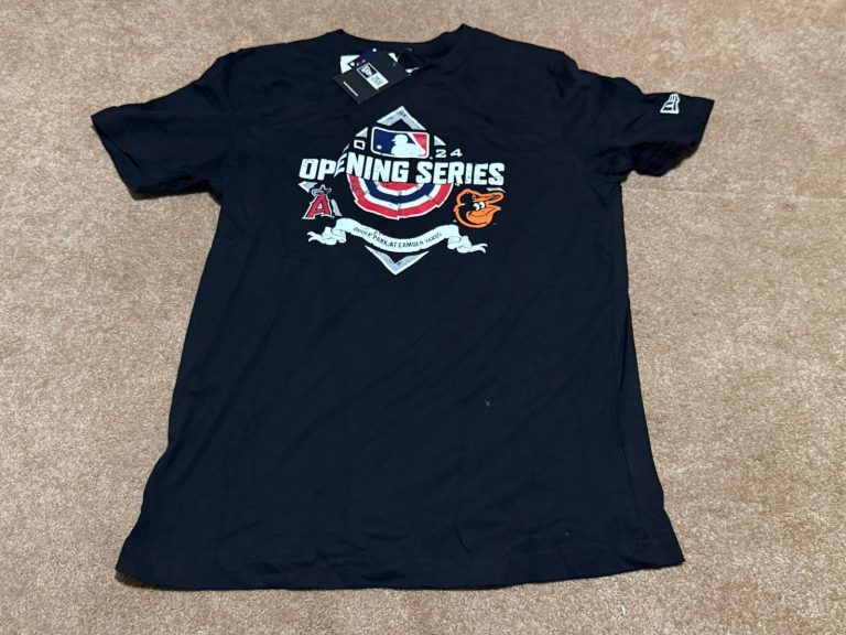 New Era MLB 2024 Opening Series Angels Orioles Camden Yards T-Shirt Navy L NWT