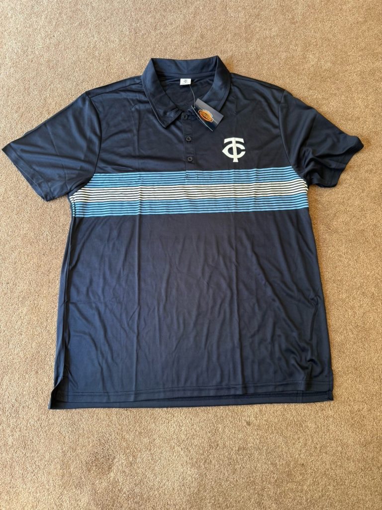 Minnesota Twins Sheboygan Polo Shirt XL Twin Cities Fathers Day TC Logo Striped