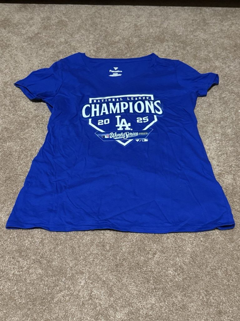 Fanatics LA Dodgers 2025 NL Champions World Series V-Neck Womens Small MLB Blue
