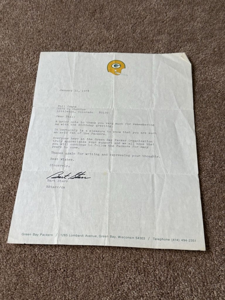 Bart Starr Signed 1978 Green Bay Packers Letterhead Autograph Letter Vintage HOF