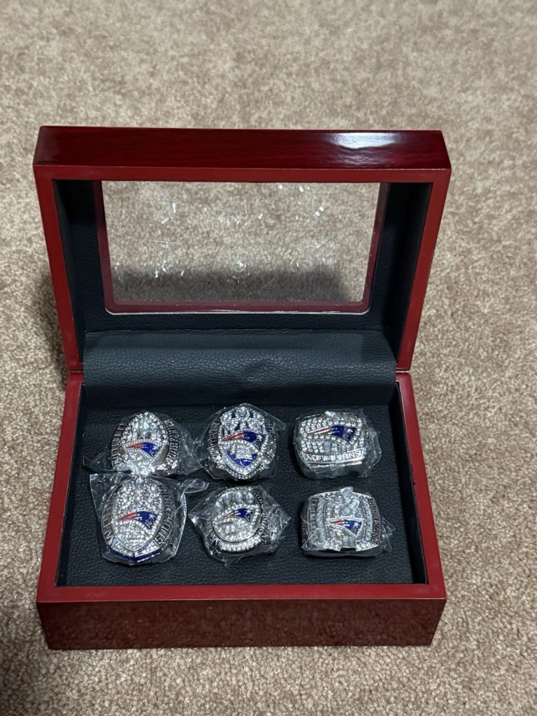 New England Patriots 6 Ring Super Bowl Championship Set Tom Brady Replica Fan