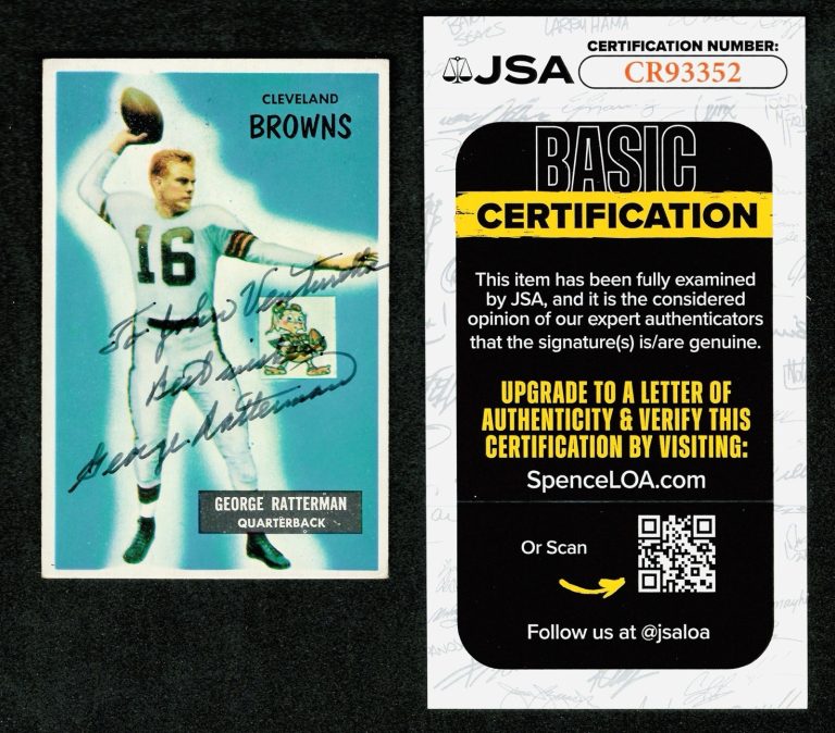 George Ratterman Signed Autographed 1956 Topps Card #150 JSA Cert Browns