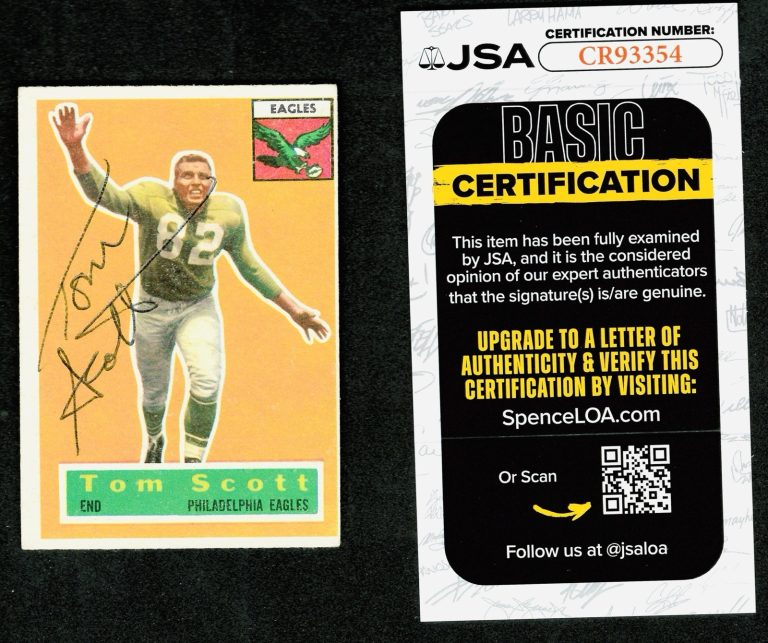 Tom Scott Signed Autographed 1956 Topps Card #112 JSA Cert Eagles