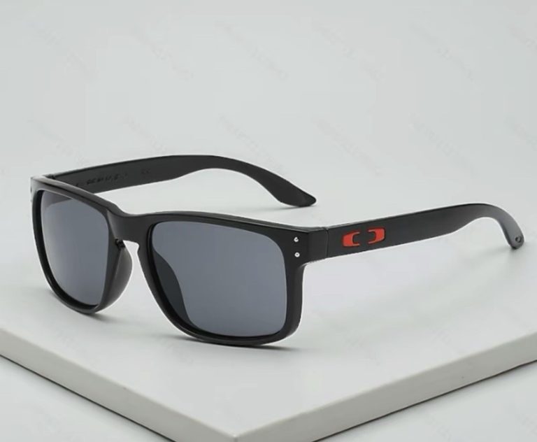 Black Square Sport Sunglasses Smoke Grey Lens Red Icon UV400 Men Driving Golf