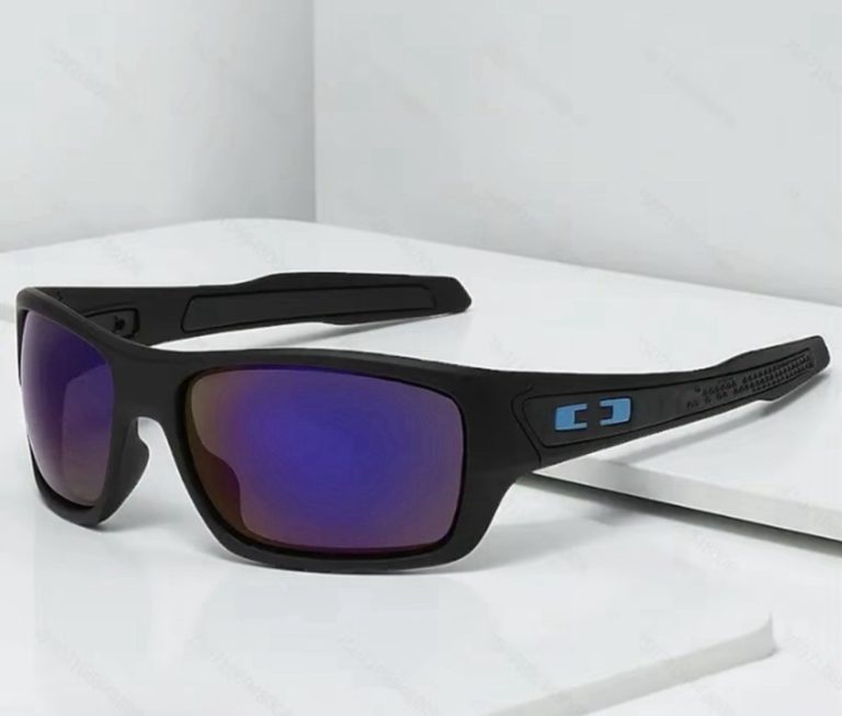 Matte Black Wrap Sport Sunglasses Blue Purple Mirror Lens UV400 Men Fishing