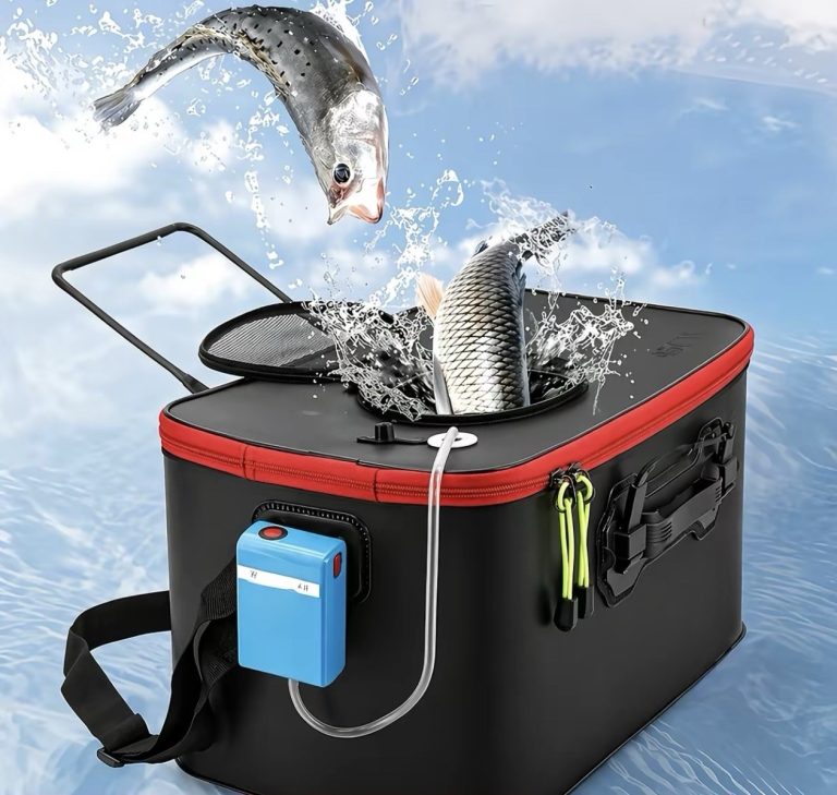 Collapsible Fishing Bucket 40cm EVA Live Bait Fish Tank Bag w/ Aerator Port Mesh
