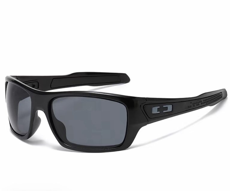 Gloss Black Wrap Sport Sunglasses Smoke Grey Lens UV400 Men Driving Fishing Golf