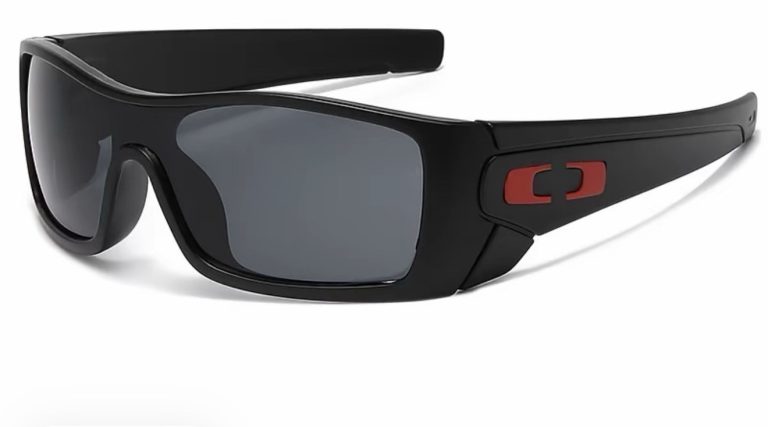 Black Wrap Sport Sunglasses Smoke Grey Lens Red Icon UV400 Men Cycling Fishing