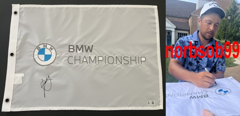 XANDER SCHAUFFELE SIGNED BMW CHAMPIONSHIP FLAG w/EXACT PROOF & BECKETT COA