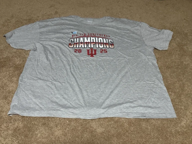 Fanatics Indiana Hoosiers Mens 5XL Gray 2025 Big Ten Champions NCAA T-Shirt