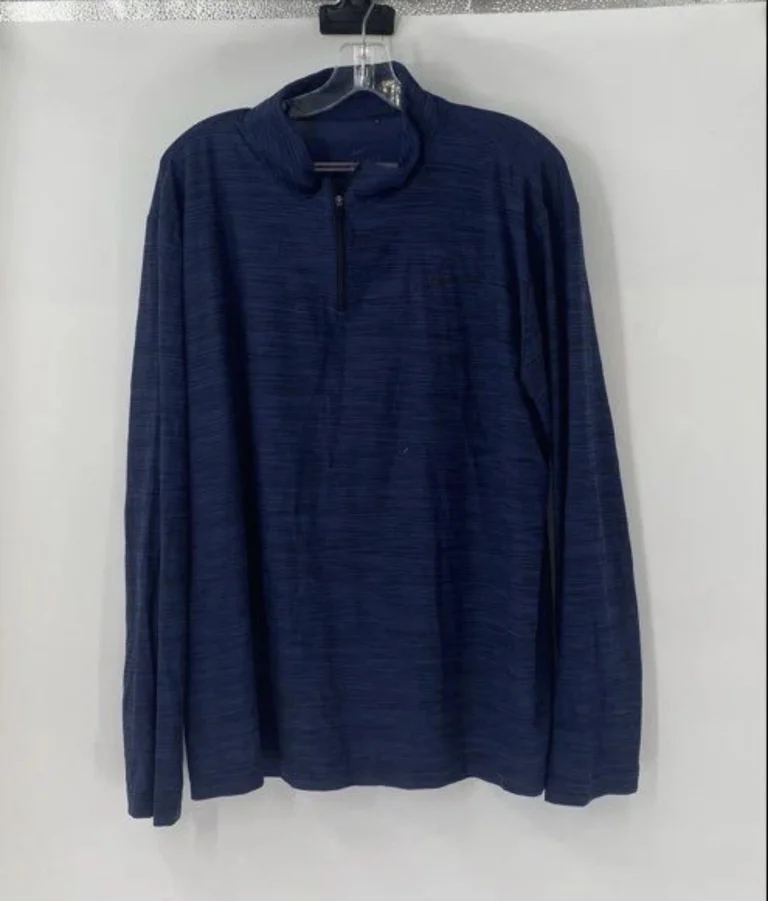Nike Dri-Fit Mens XL 1/4 Zip Pullover Navy Blue Heathered Long Sleeve Golf Shirt