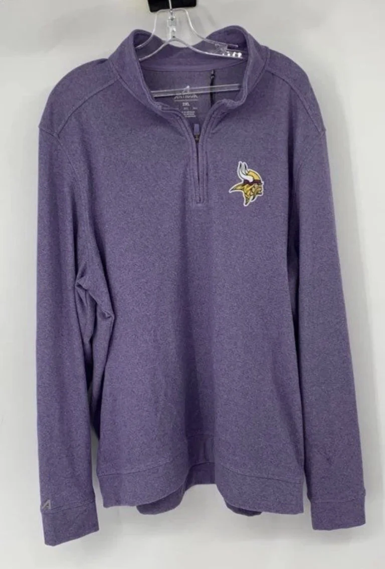 Antigua Minnesota Vikings Mens 2XL Purple 1/4 Zip Pullover NFL Sweatshirt NWT