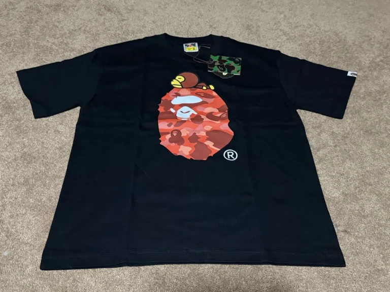 BAPE A Bathing Ape Mens XL Black Red Camo Big Ape Head Baby Milo T-Shirt Japan