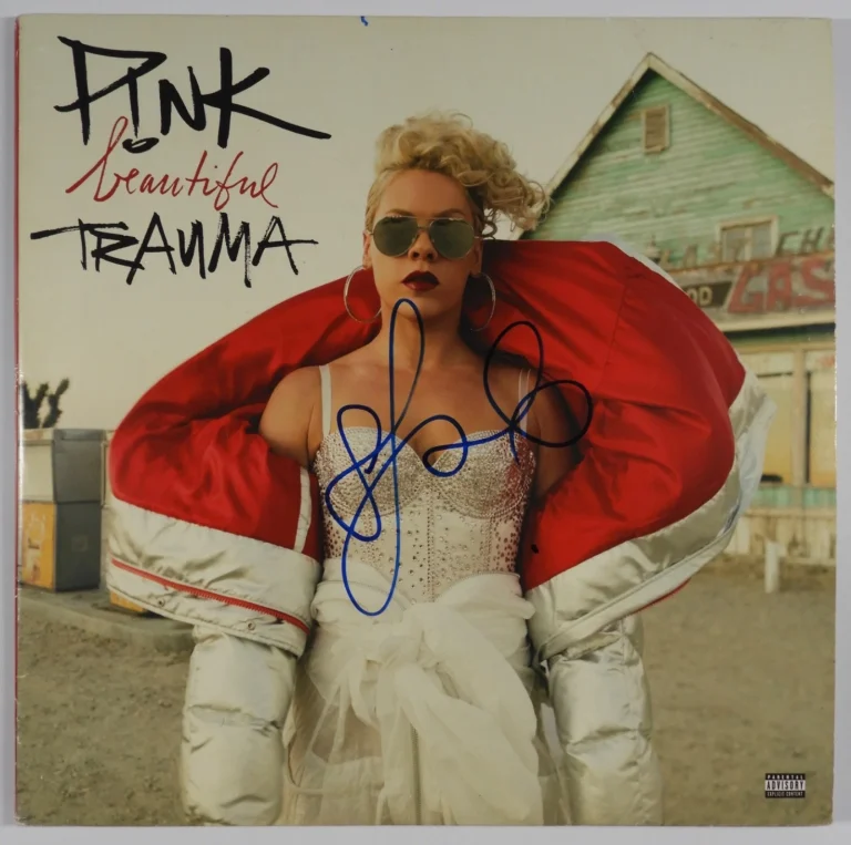 P!NK ACOA Signed Autograph Record Album Vinyl Beautiful Trauma PINK