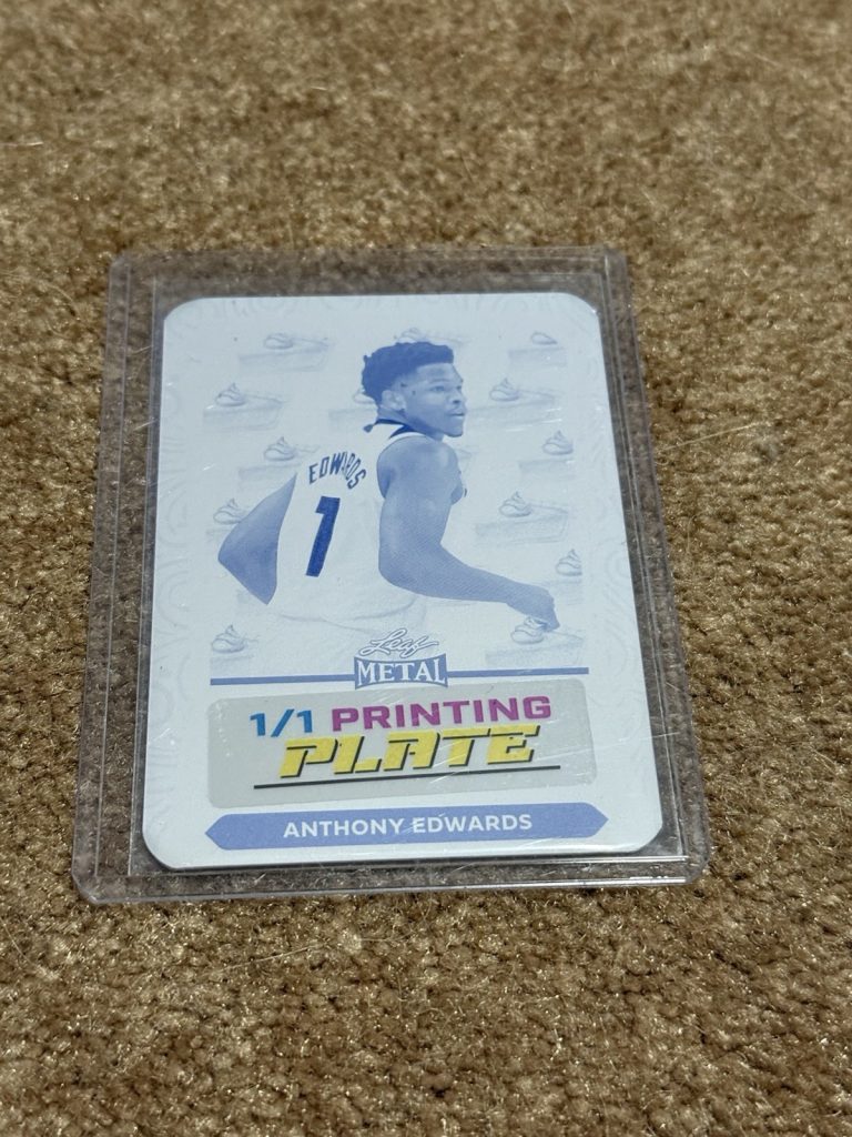 2024 Leaf Metal Thanksgiving Anthony Edwards Cyan Printing Plate 1/1