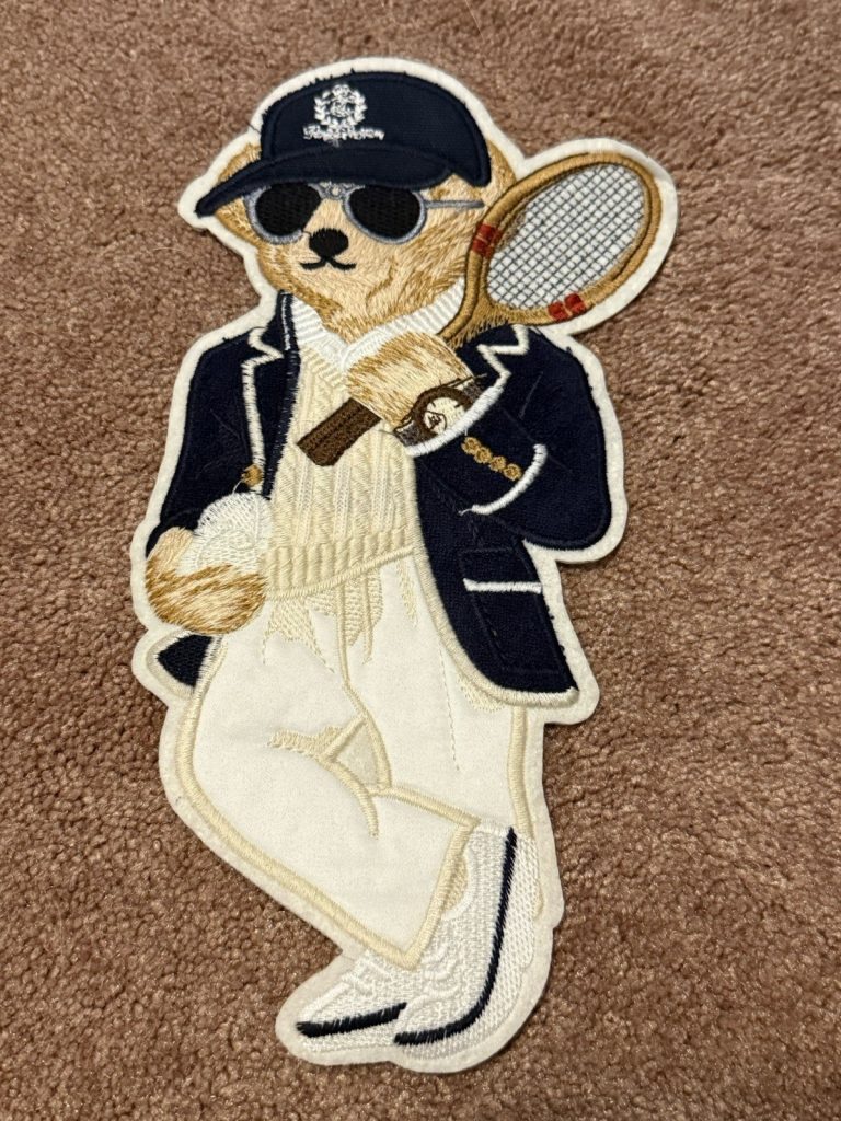 Polo Bear Tennis Patch Embroidered Ralph Lauren Style Blazer Racket Sew On Large