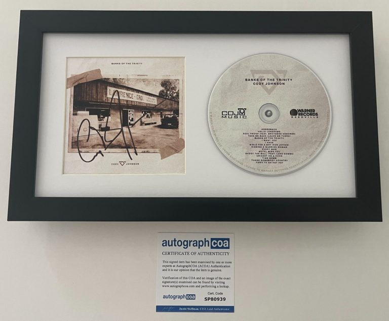 CODY JOHNSON SIGNED BANKS OF THE TRINITY FRAMED & MATTED CD w/ AUTOGRAPH COA