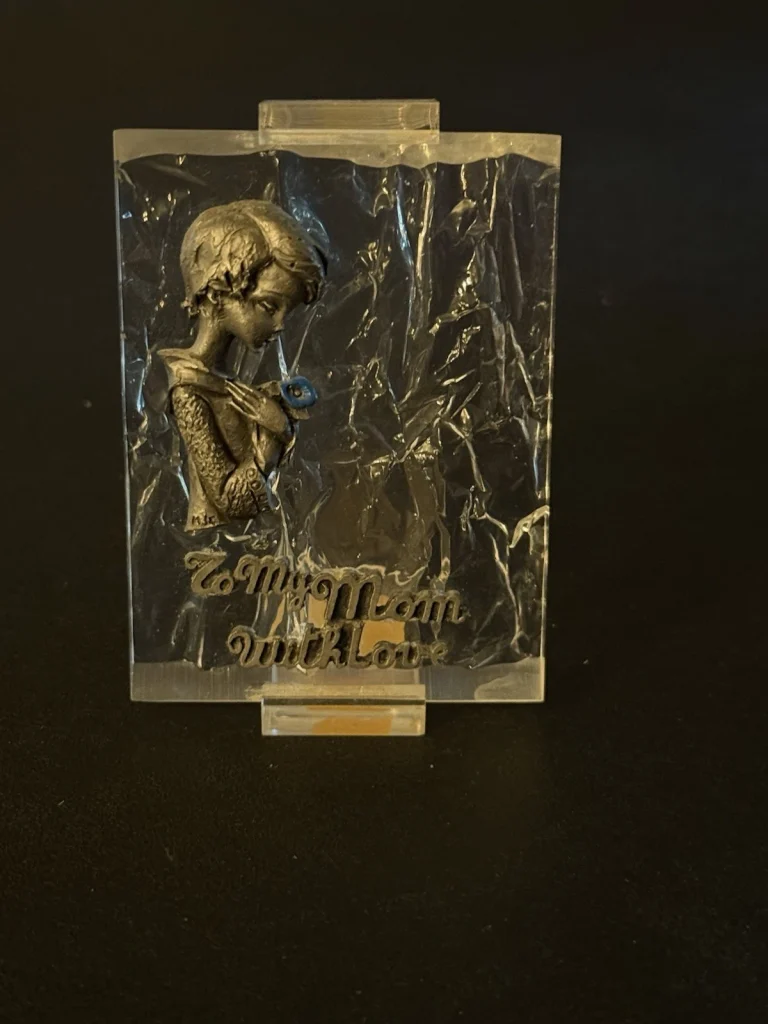 Vintage Pewter To My Mom With Love Plaque Lucite Stand Made in Italy Mother Gift