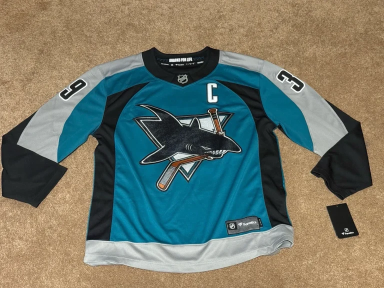 NWT Fanatics Logan Couture #39 San Jose Sharks Breakaway Jersey Men's L Teal