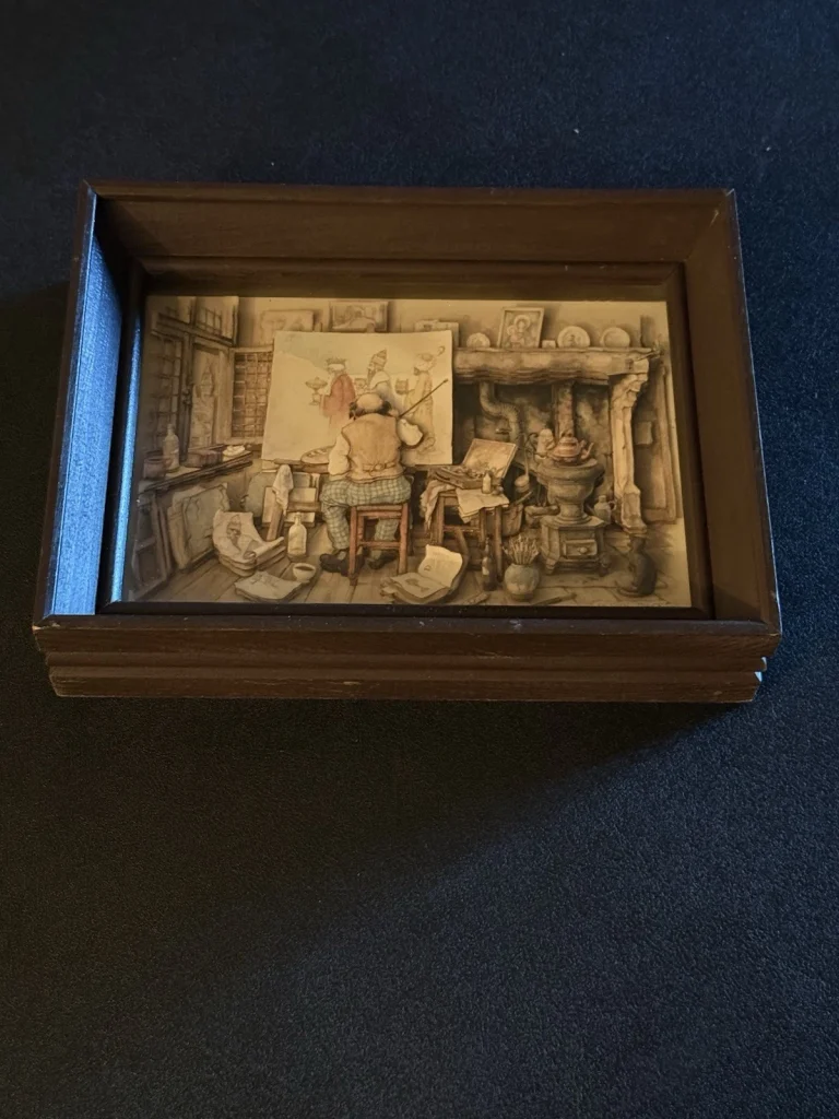 Vintage Anton Pieck 3D Shadow Box Diorama Artist Painting Three Kings Framed