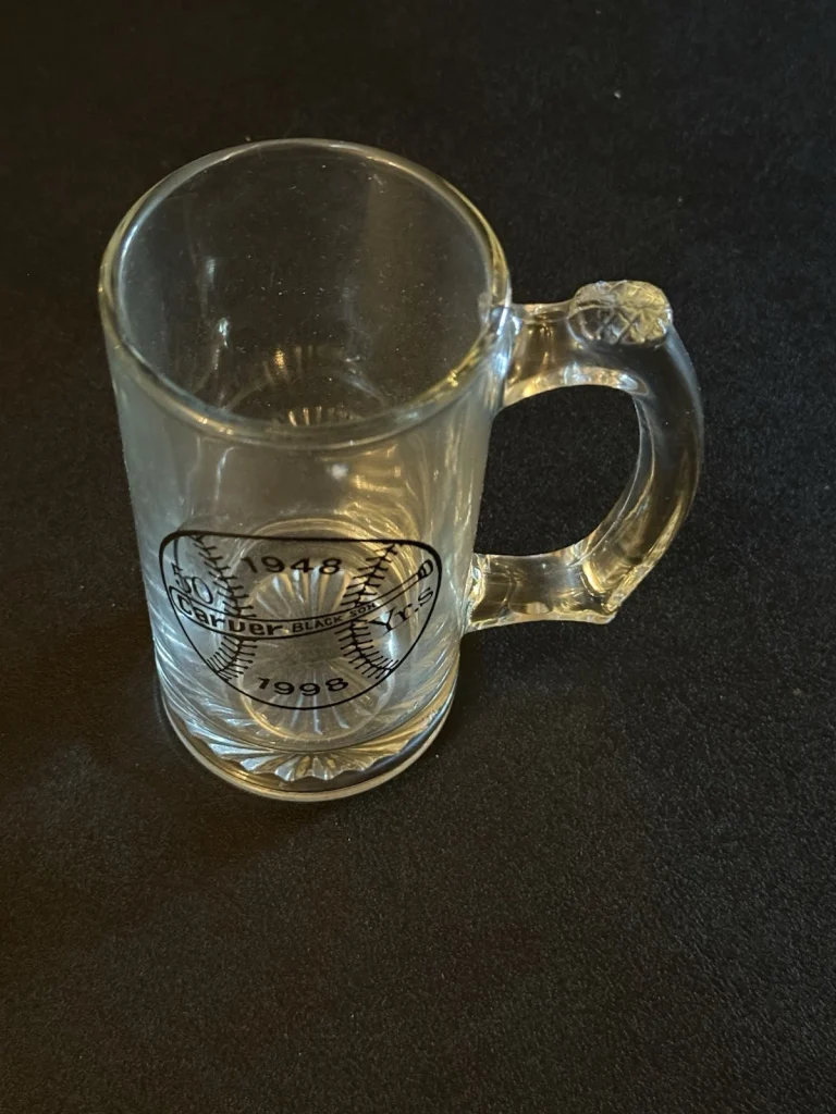 Carver Black Sox 50 Years 1948-1998 Glass Beer Mug Baseball Anniversary Stein